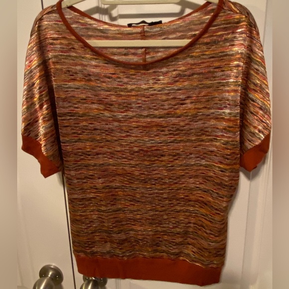 The Limited Women's Medium Pullover Colorful Top Rust Brown Green Sz M - Picture 1 of 6